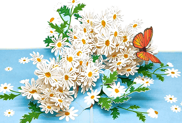 Faire-Wonder Paper Art 3d daisy monarch Monarch Butterfly and Daisies Flower 3D Pop-up Greeting Card